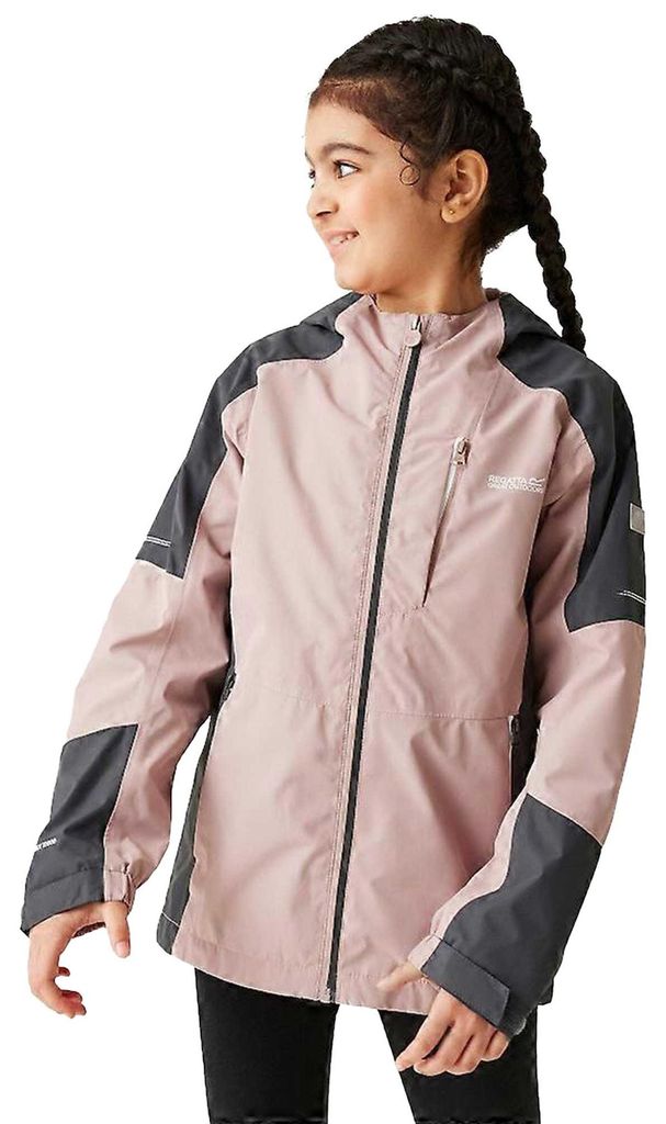 Regatta - "Calderdale II" Jacke, wasserfest für Kinder RG9741 (128) (Dunkelrosa/Mittelgrau)