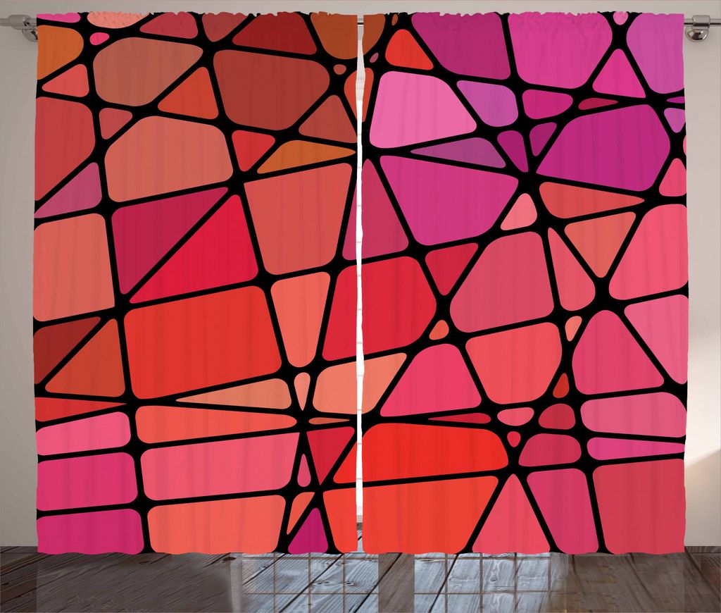 ABAKUHAUS Retro Rustikaler Vorhang, Buntes Mosaik-Muster, Wohnzimmer Universalband Gardinen mit Schlaufen und Haken, 280 x 225 cm, Mehrfarbig