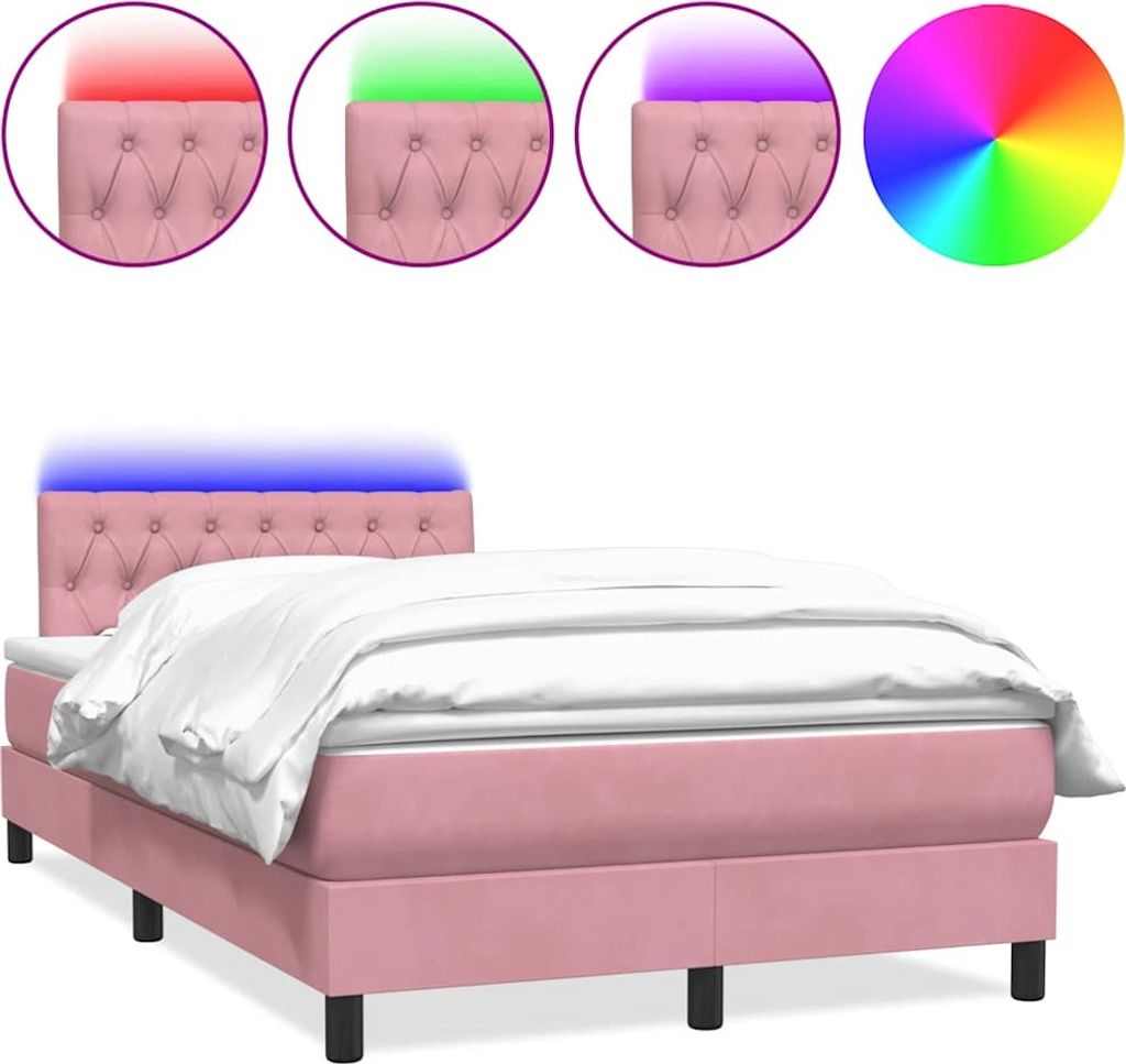 Boxspringbett mit Matratze & LED Rosa 120x220 cm Samt