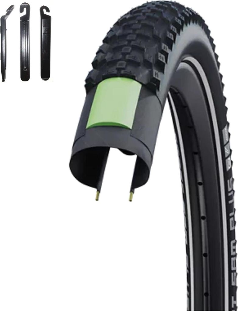1 x Schwalbe Smart Sam Plus Performance E-50 DD Greenguard Schwarz-Reflex 57-584 (27.5 x 2.25) inkl. Reifenheber
