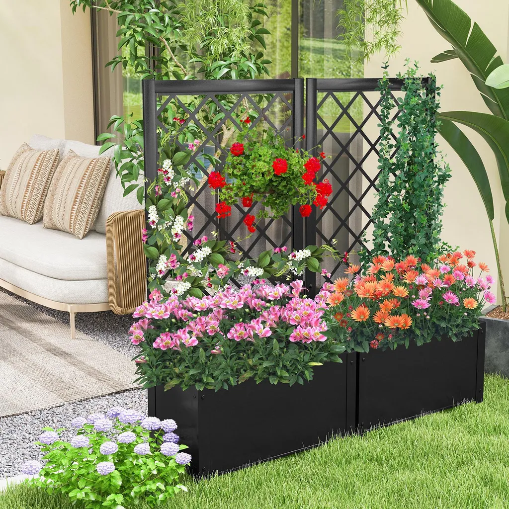 Jardinière avec treillis pour plantes grimpantes : solution brise-vue - 7