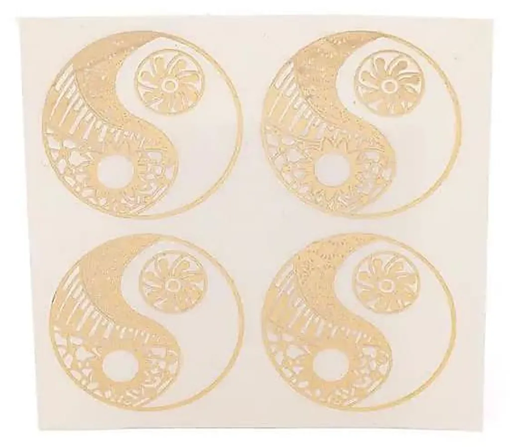 Autocollant Yin Yang Or 4cm pour PC et Smartphone - Set de 2 en Métal