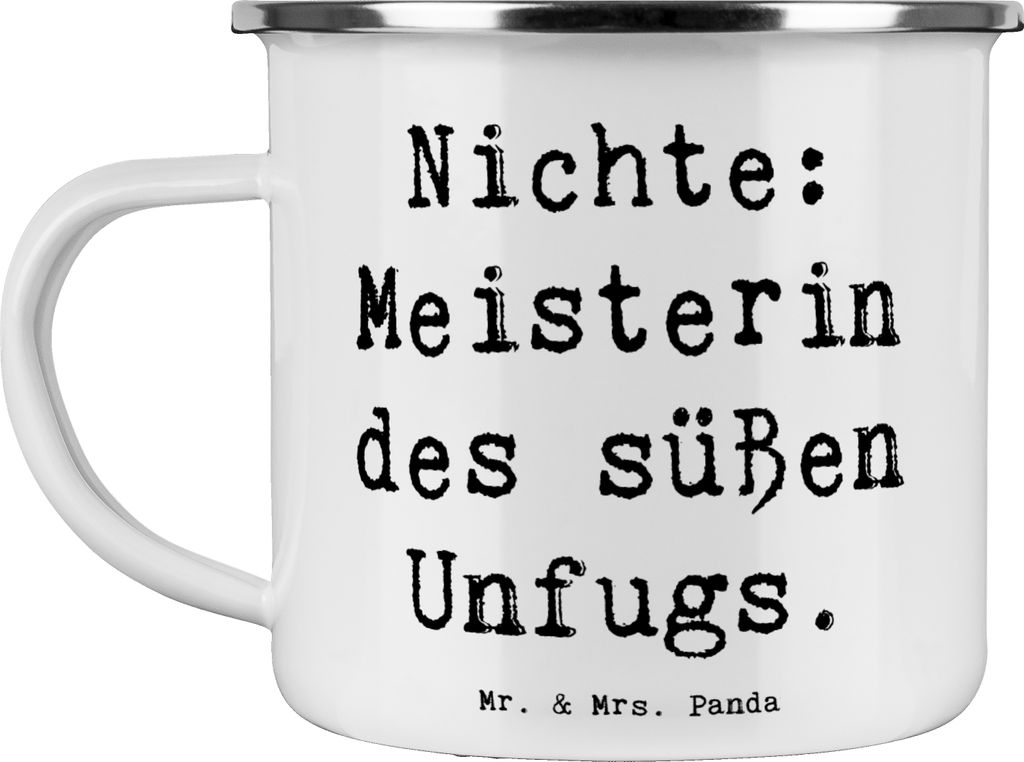 Mr. & Mrs. Panda Pott Spruch Nichte Meisterin - Weiß - Geschenk, Verwandtschaft, Emaille Tasse, Charme, Freude, Haferl, Unfug, Becher, Outdoor, Sp...