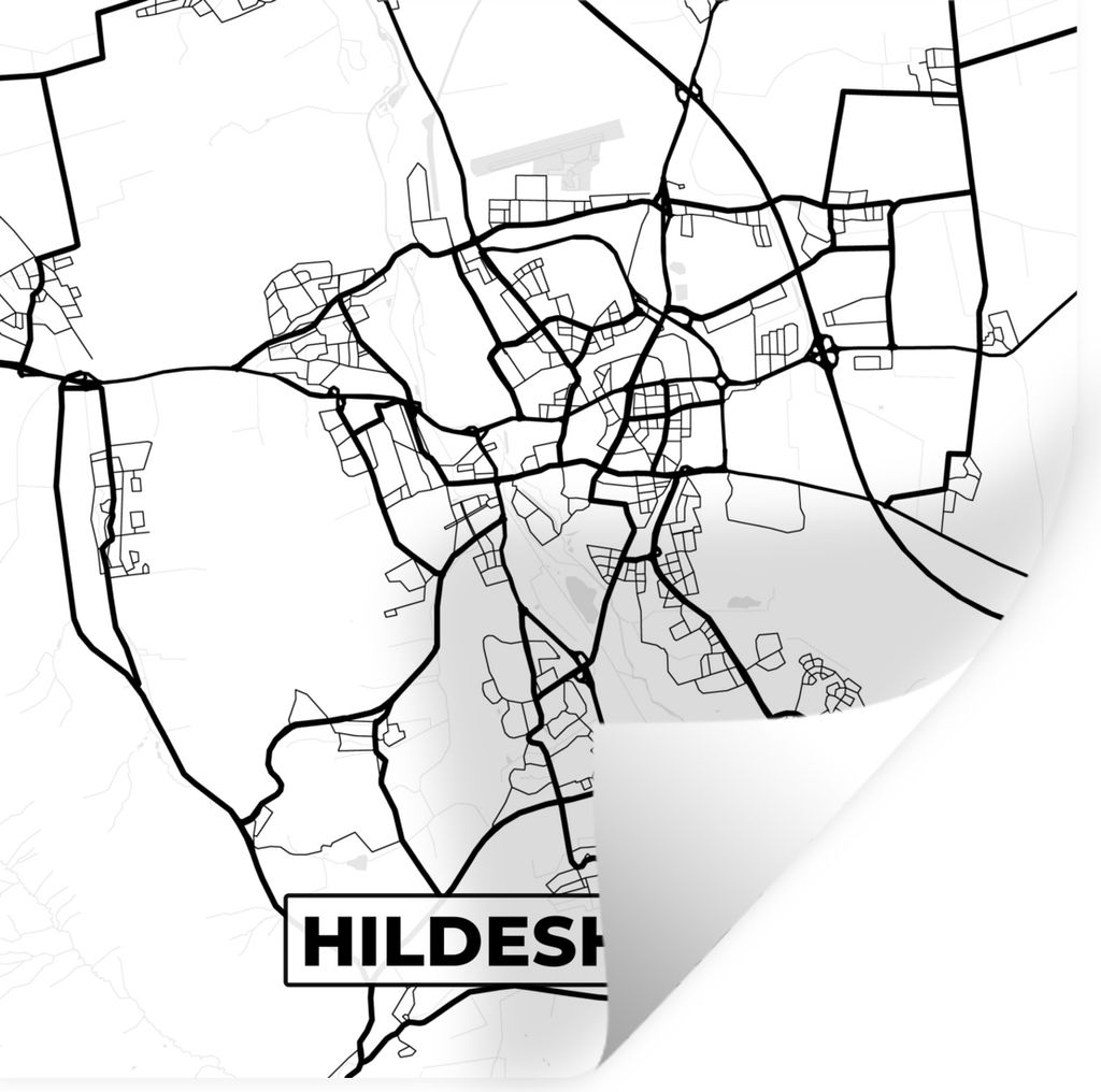 MuchoWow Wandtattoo Wandsticker Wandaufkleber Hildesheim - Stadtplan - Karte 80x80 cm Selbstklebend und Repositionierbar - Wierderverwendbar - Se...