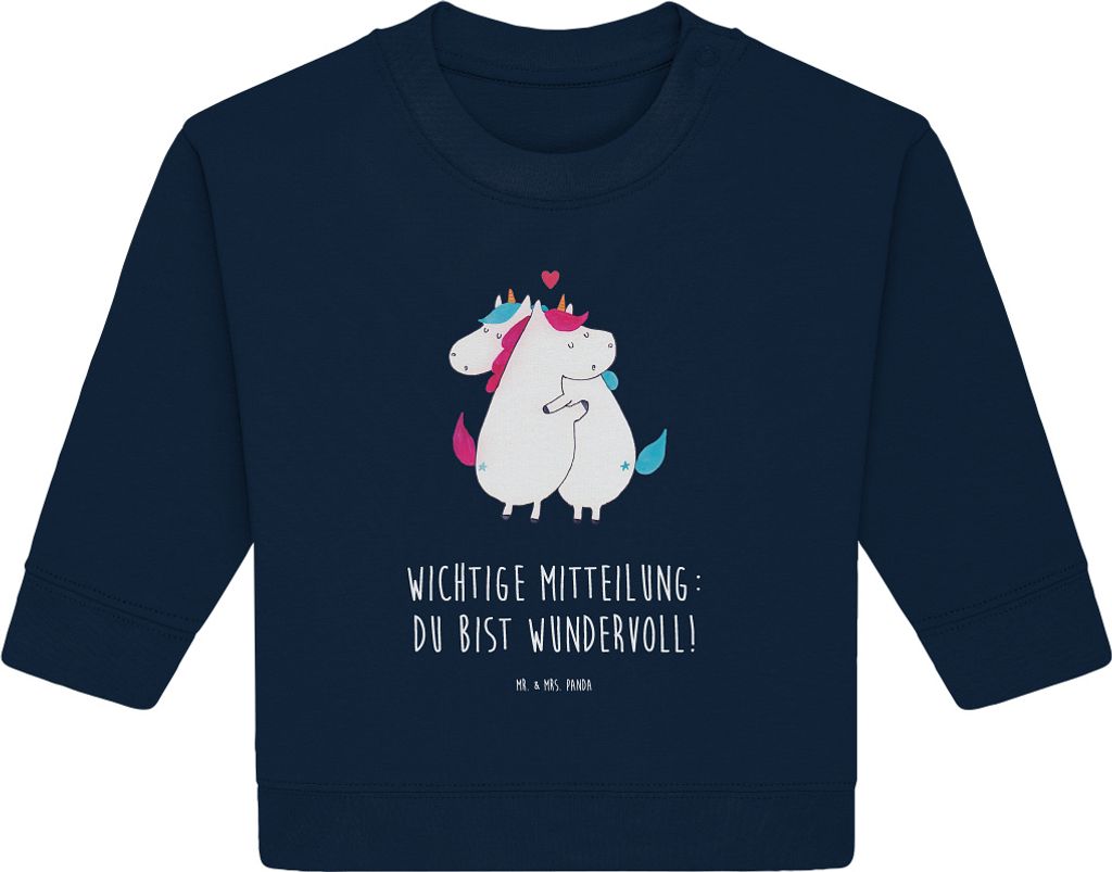 Mr. & Mrs. Panda Organic Baby Pullover Einhorn Mitteilung 6. - 12. Monat - French Navy - Geschenk, Lustig, Valentinstag, Unicorn, Liebe, Bullover, ...