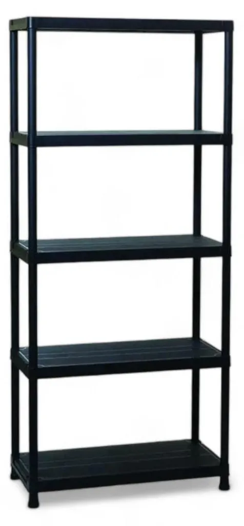 Étagère de bureau noire 5 niveaux 80x40x180 cm pour archives et bacs