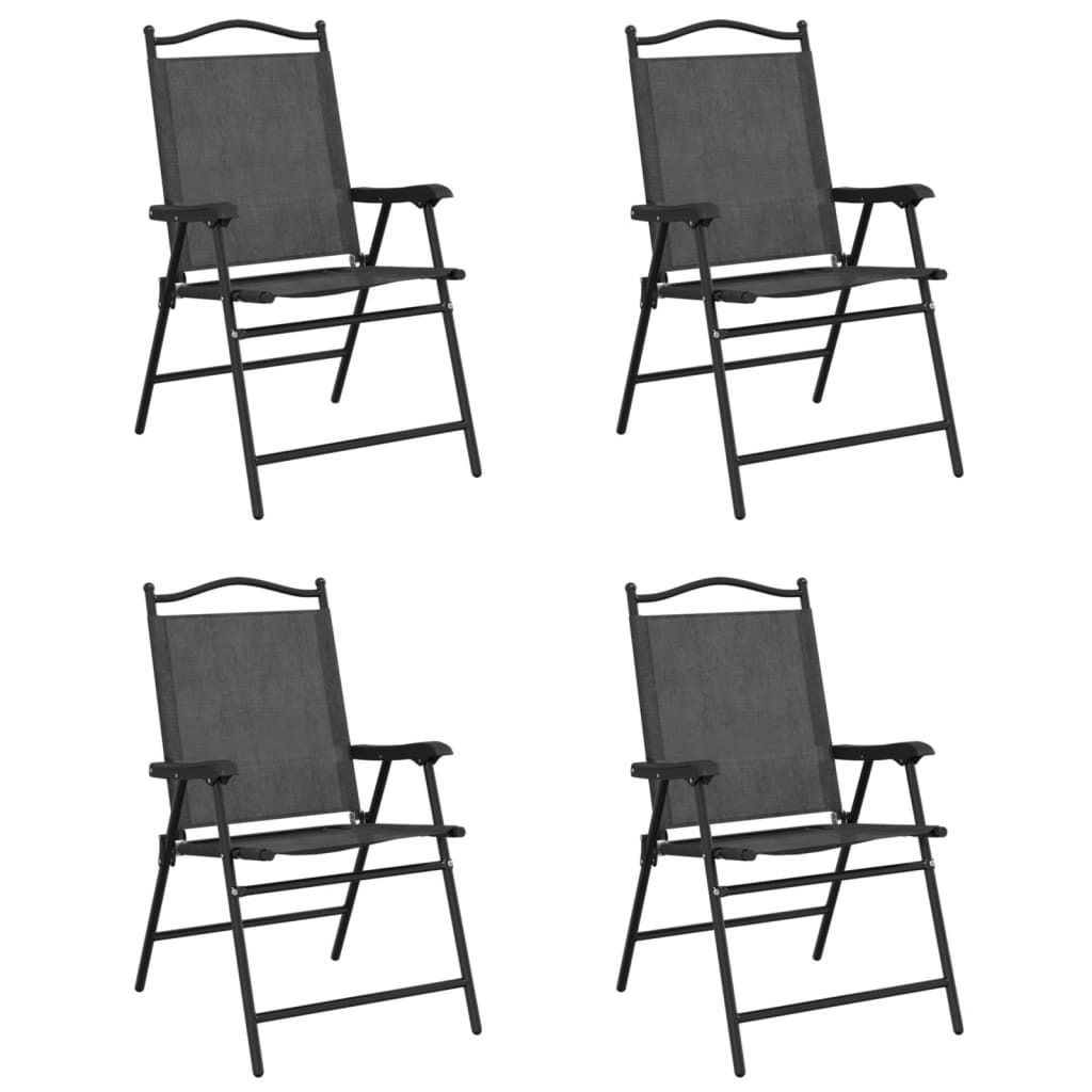 "2026 Aktion"Stuhl Terrasse - Klappbare Gartenstühle 4er set - Balkonmöbel - Campingstuhl elegantes Design - Graumeliert Stahl und Textilene - 57...