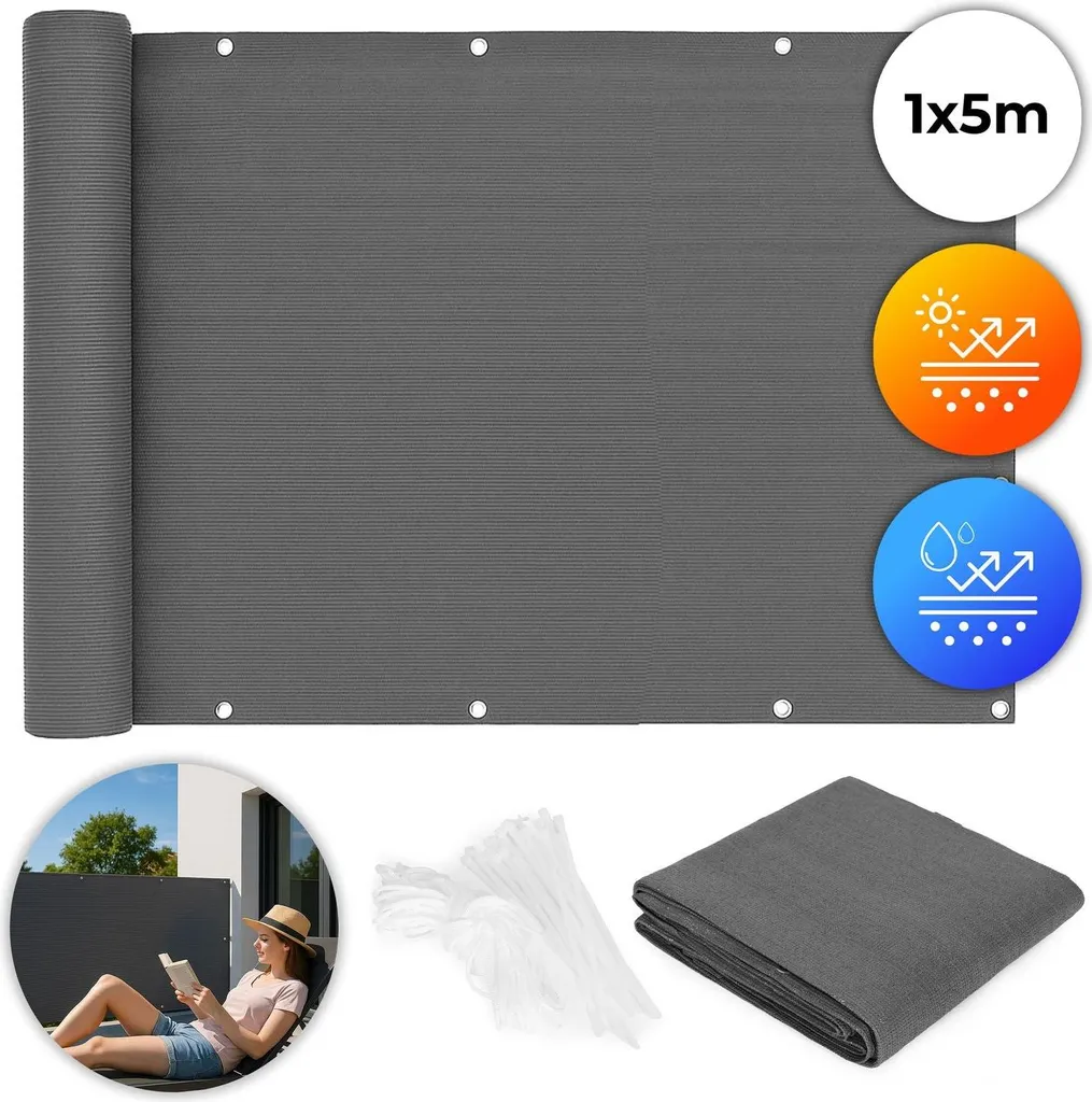 MultiGarden Frangivista 1x5m Grigio per Balconi e Recinzioni