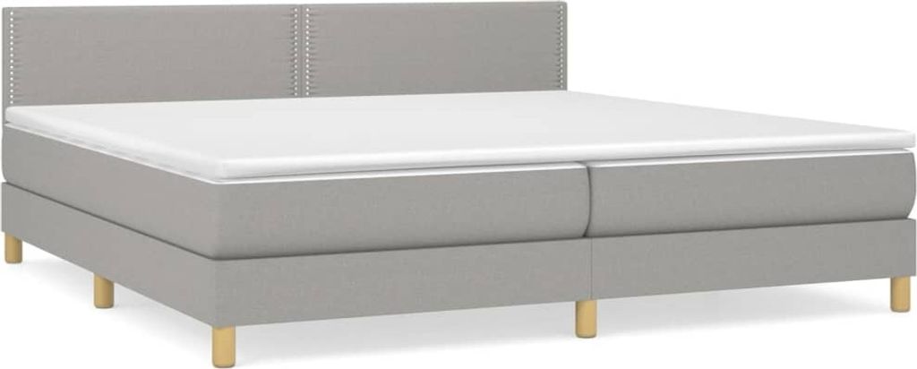 Boxspringbett mit Matratze Hellgrau 200x200 cm Stoff