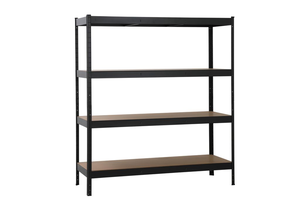 SCHULTE Regalwelt Schwerlastregal XXL mit 4 MDF Böden 180x160x60 cm (HxBxT), 250 Kg Traglast pro Boden, schwarz