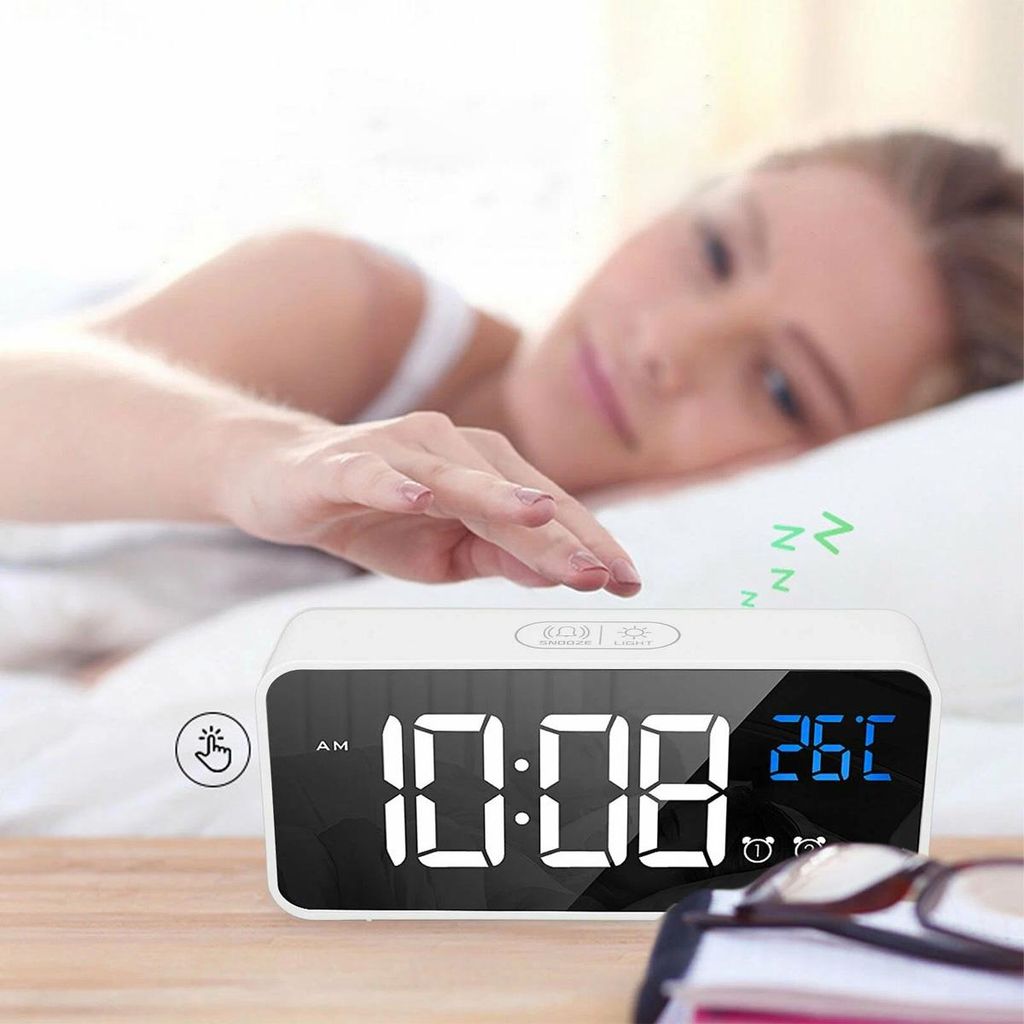 Digital Wecker LED, große Temperaturanzeige, Snooze & Produktbild 