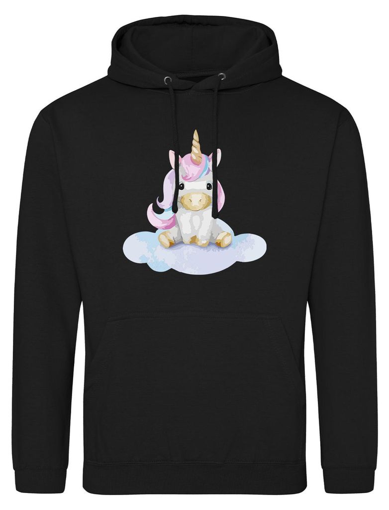 Huuraa Uni Hoodie Einhorn Fabelwesen S Deep Black Vegan Sweatshirt Geschenkidee