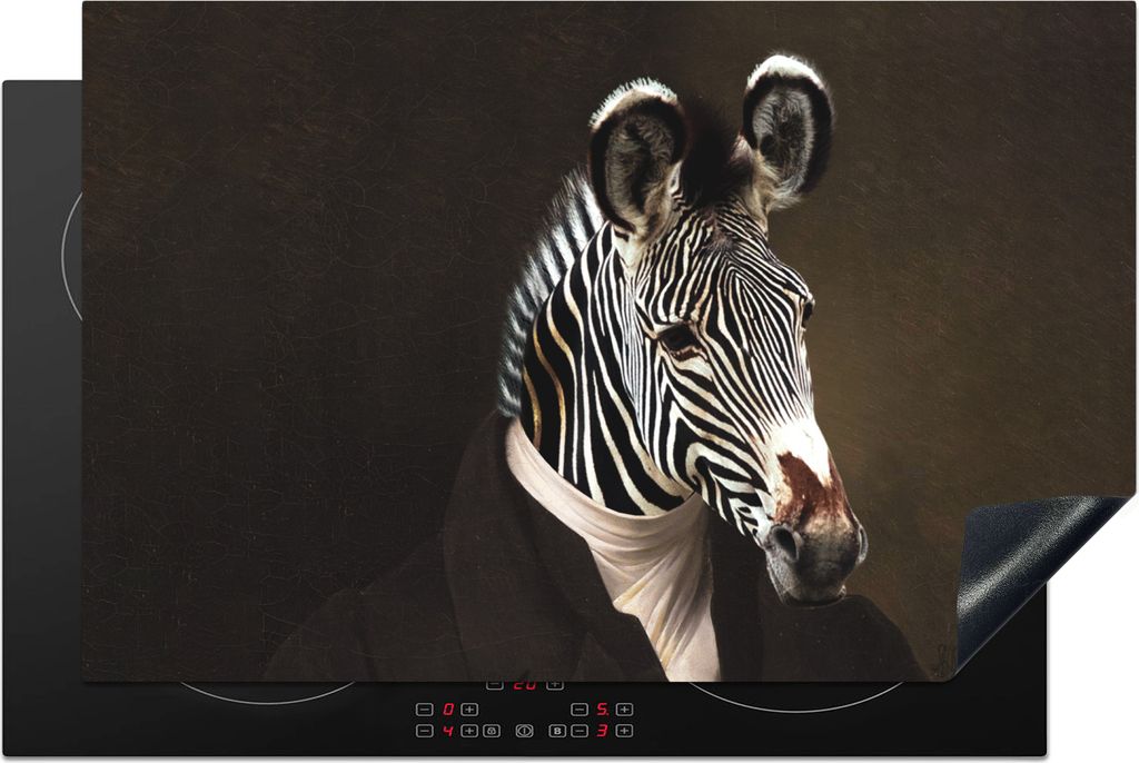 KitchenYeah Herdabdeckplatte Alte Meister - Zebra - Kunst , 81x52cm, Küche Deko, Glaskeramikfeld Herdabdeckung, Abdeckplatte fùr Kochfeld