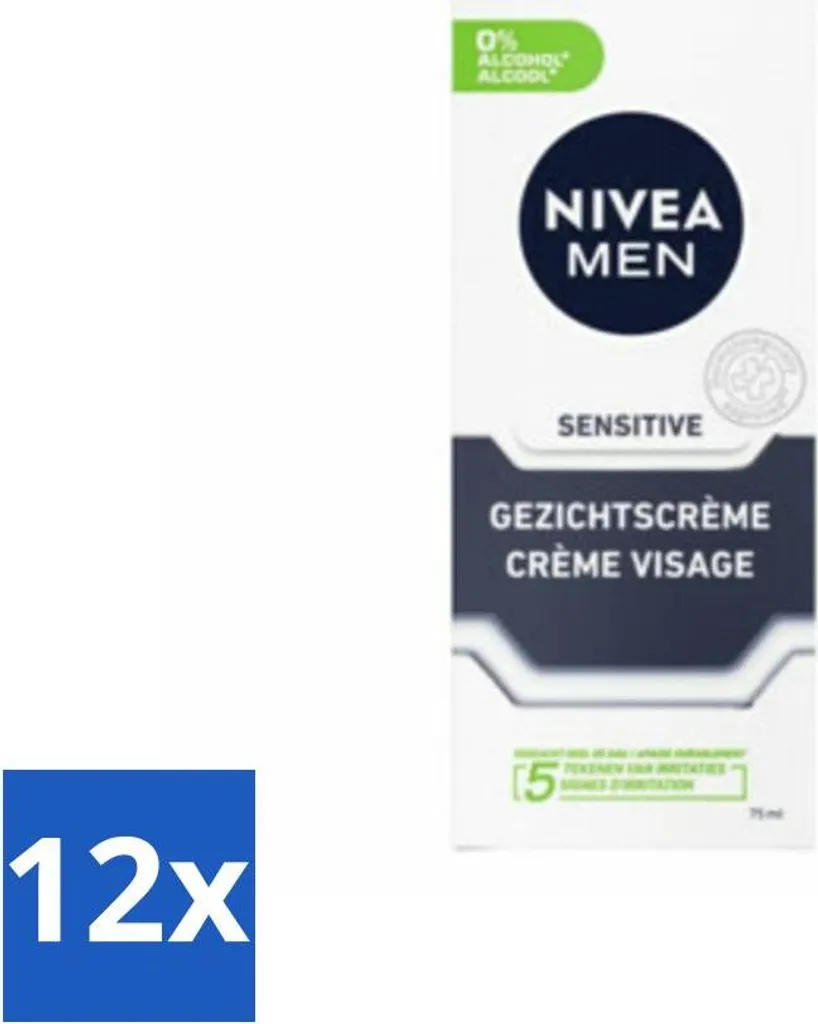 Offerta NIVEA MEN Sensitive Crema Giorno: Kit 12x75ml per Uomo
