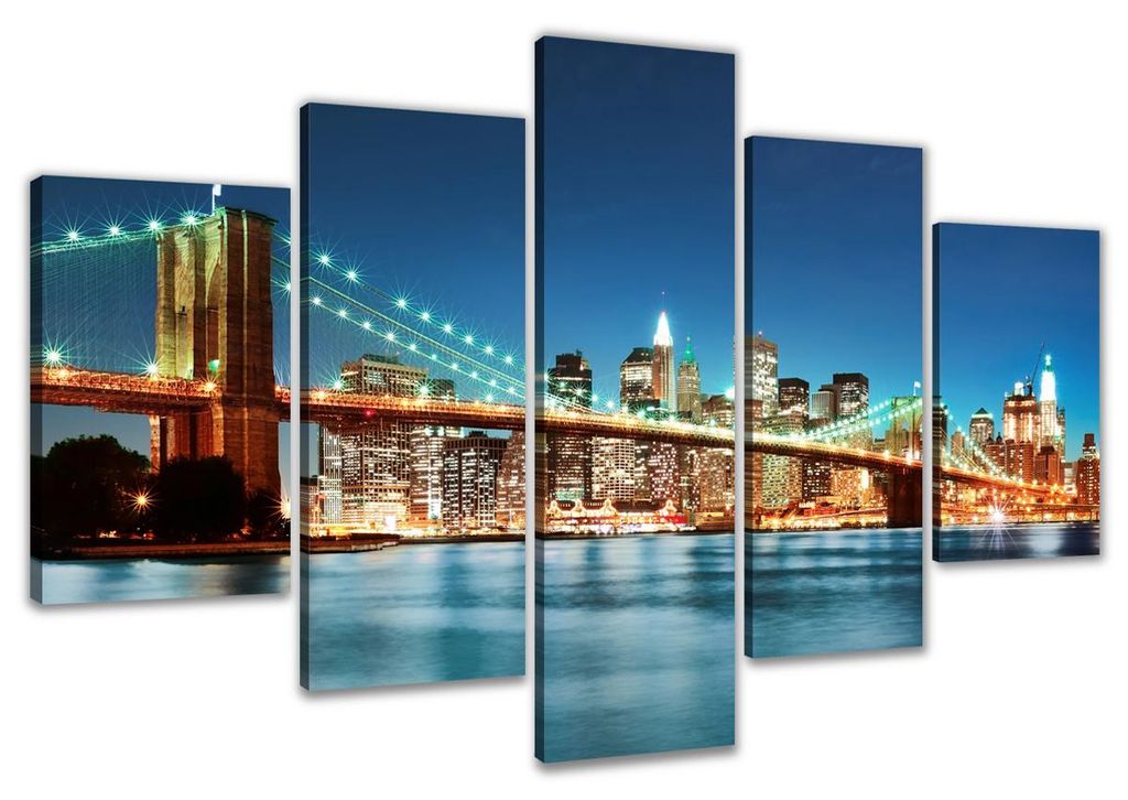 6301 New York Skyline Leinwandbild 5-teilig 200x100 cm