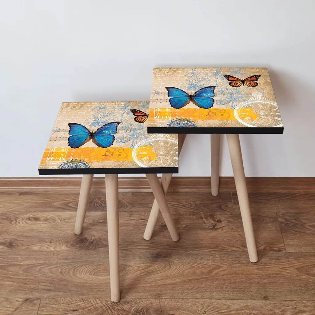 Tavolino Multicolore Skye Decor 2 pezzi MDF 35x35x47 - Design Moderno