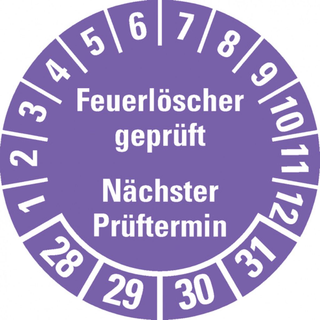 Dreifke Prüfplakette Feuerlöscher , Nächster Prüftermin, 28-31, viole...