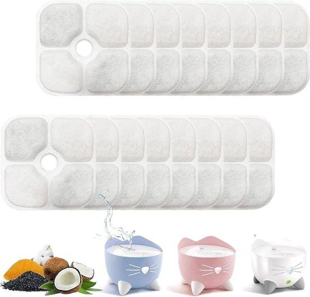 Filtres de rechange pour fontaine à eau pour chat - Lot de 16 unités