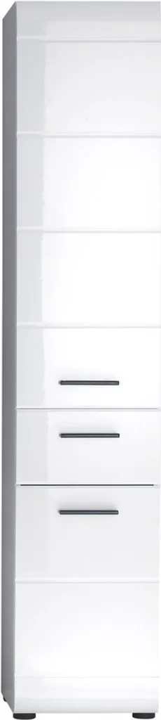 Armoire haute de salle de bain SkinGloss 2 portes 2 tiroirs blanc brillant
