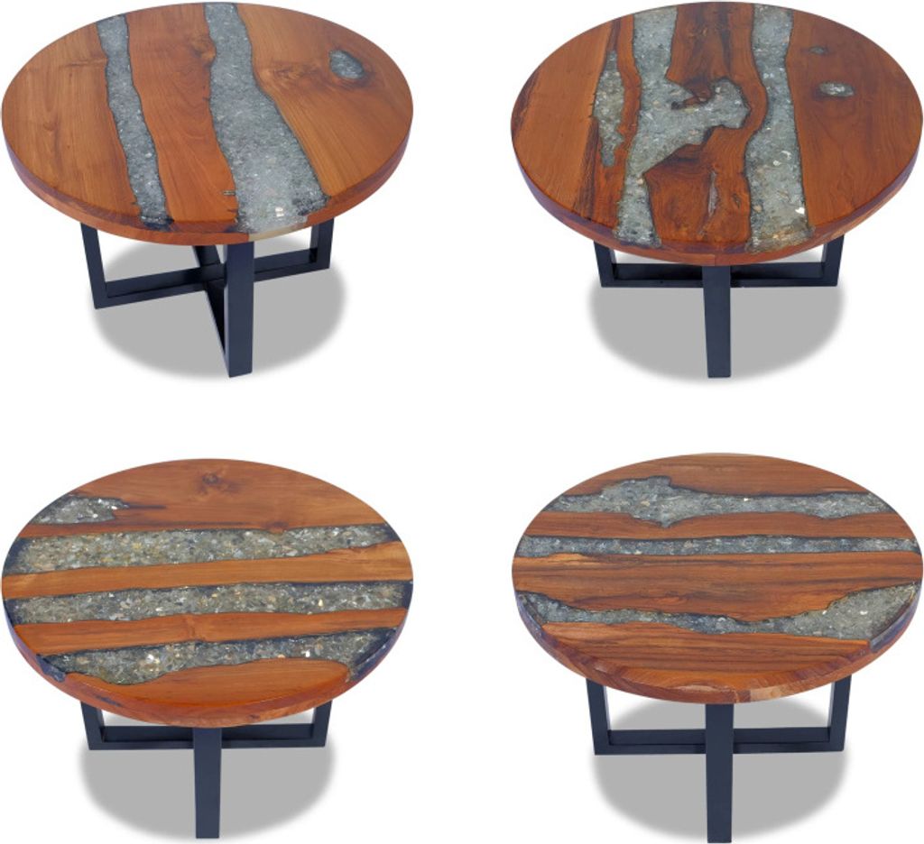 vidaXL Couchtisch Teak Harz 60 cm - Couchtisch - Couchtische - Beistelltisch - Kaffeetisch