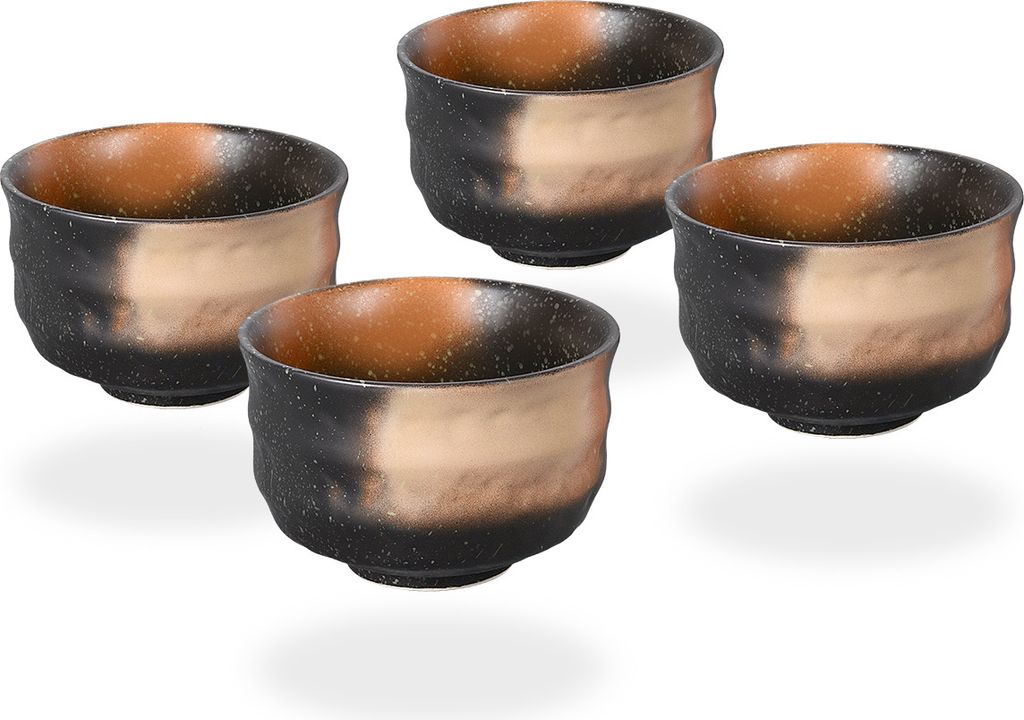 tea4chill Matcha Schale / Trinkschale, 4 Matcha Teeschalen je 250ml, anthrazit, handbemalt