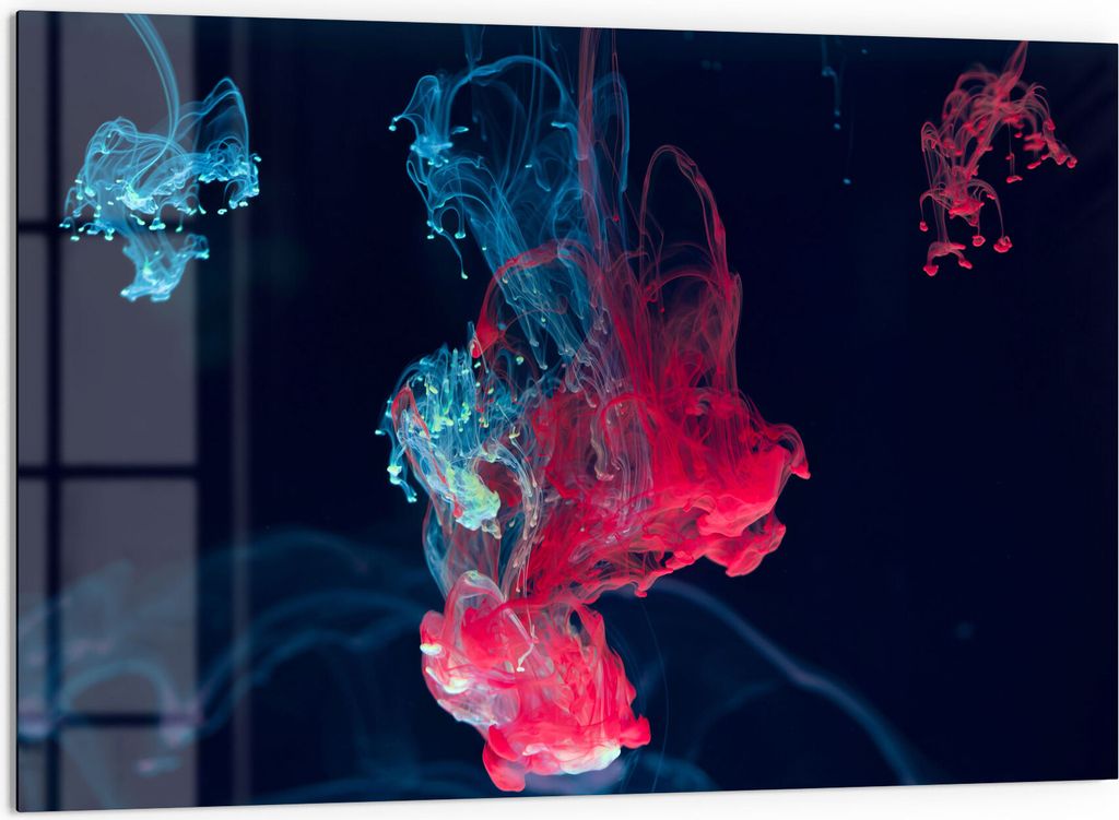 DEQORI Küchenrückwand Glas 60x40 cm 'Tintentropfen im Wasser' Spritzschutz Bad Rückwand