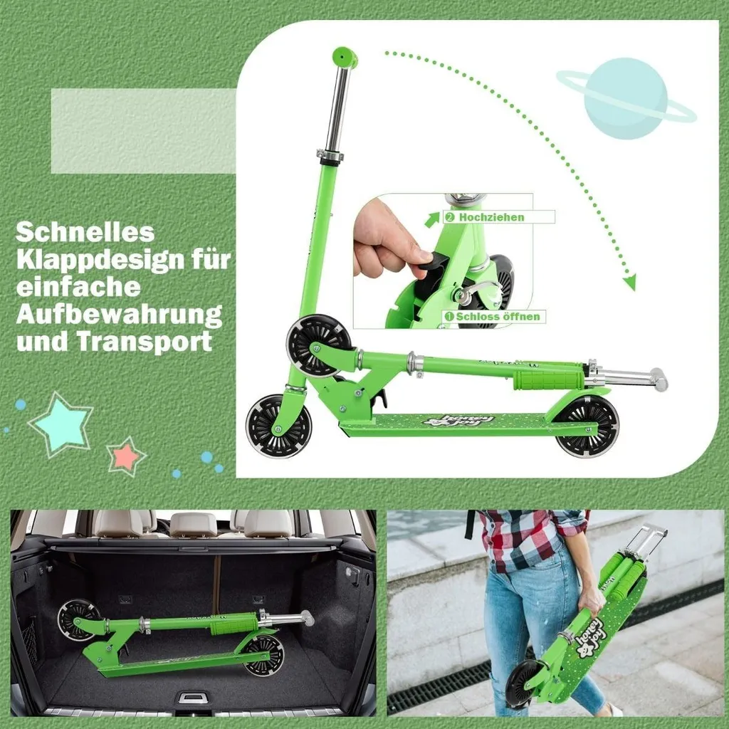 Patins à trois roues pour petits, trottinette pliable à guidon ajustable - 5