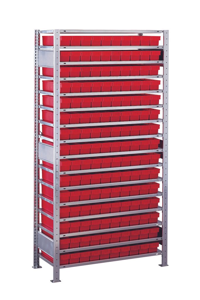 Steck.GR.2000x1000x400 mm, verz. - Typ 150 kg, 16 Böden, 150 Kästen