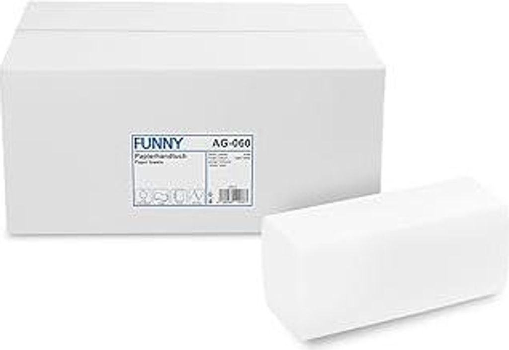 Funny Papierhandtücher ZZ/V-Falz, 2-lagig, 24,5x22cm, 4000 Blatt, hochweiß – Hochwertige Papiertücher, Handtuchpapier, Einweg Papier Handtüch...