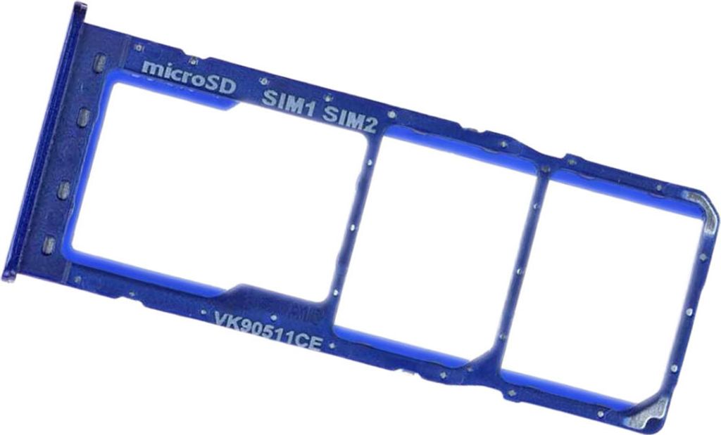 Samsung Galaxy A10 Dual SIM Kartenhalter und Micro-SD Card Fach Hybrid, Original Ersatzteil, Blau