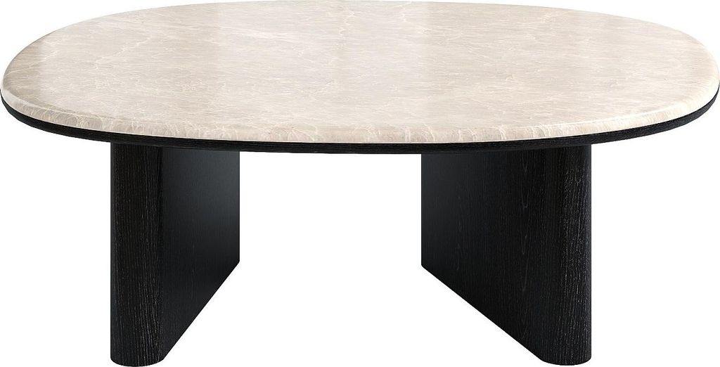 Marmorbank mit Eichenfurnier – Beige-Schwarz – CORMINA
