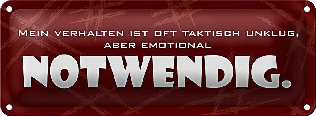 Blechschild Spruch 27x10cm Verhalten ist taktisch unklug Dekoration