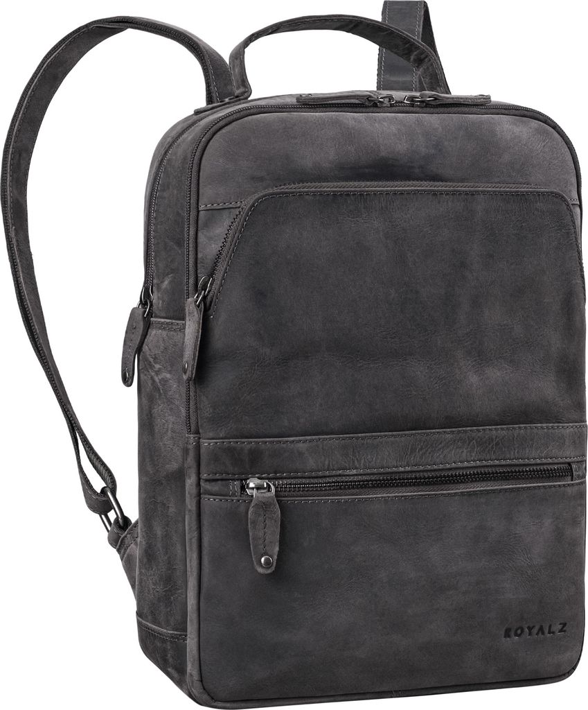 ROYALZ "Broadway" Leder Rucksack Damen Herren mittelgroß - ideal als Laptoprucksack 13 - 14.5 Zoll für Arbeit Uni Freizeit - moderner Echtleder T...