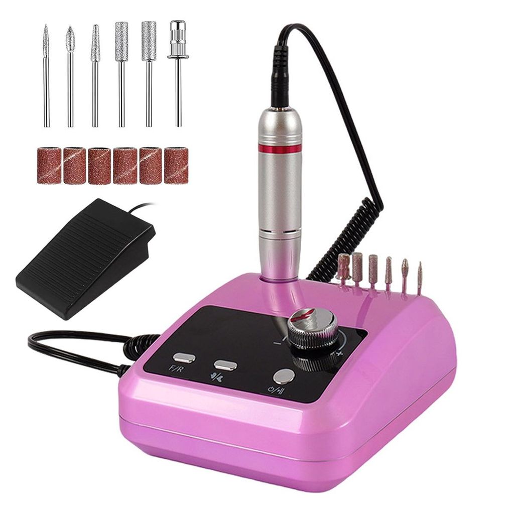 Elektrische Nagelfräser Professional, 45000 U/min Maniküre-Set mit LCD Display, Hand- & Fußsteuerung, Leise für Acryl- und Gelnägel