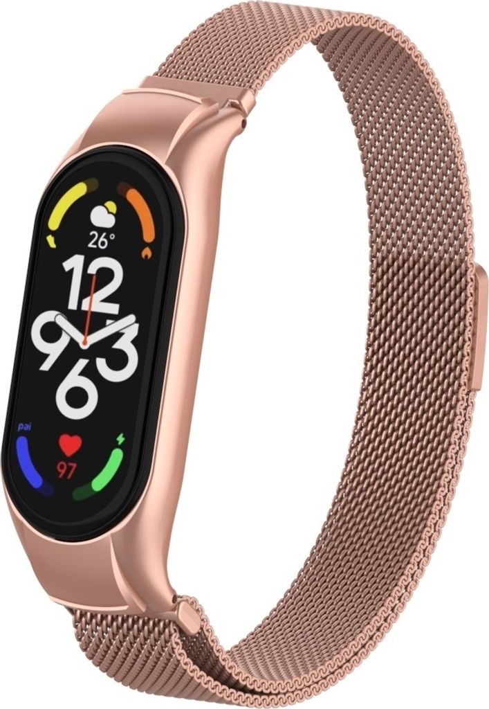 Strap-it Milanese Armband - Kompatibel mit Xiaomi Mi Band 7 Armband Ersatzarmband Edelstahl - Armband mit Magnetverschluss - Hochwertiges Material ...