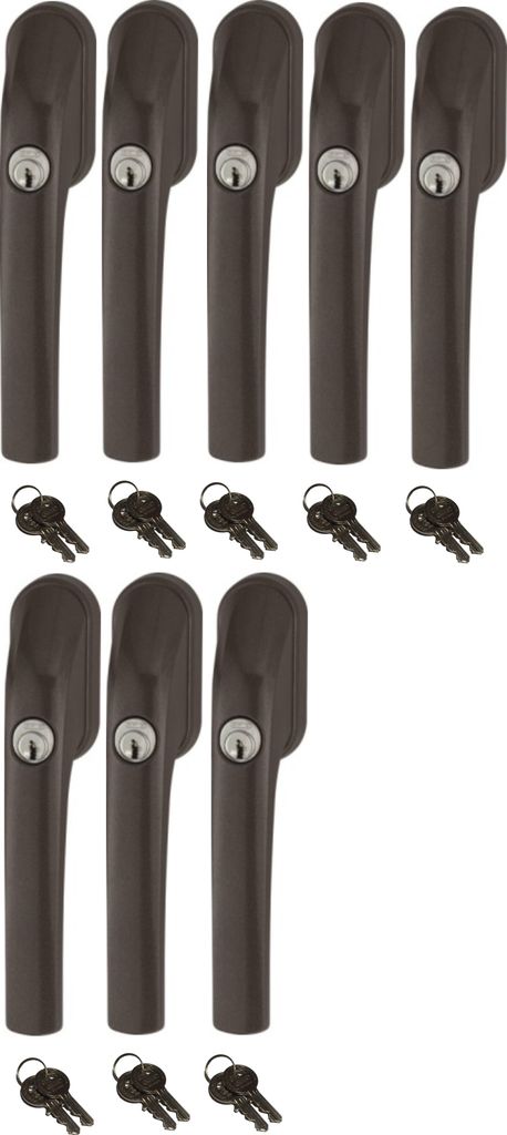 Abus FG300 abschließbarer Fenstergriff braun, im Set 8 Stück gleichschließend, Schließung AL0089 mit insgesamt 16 Schlüssel