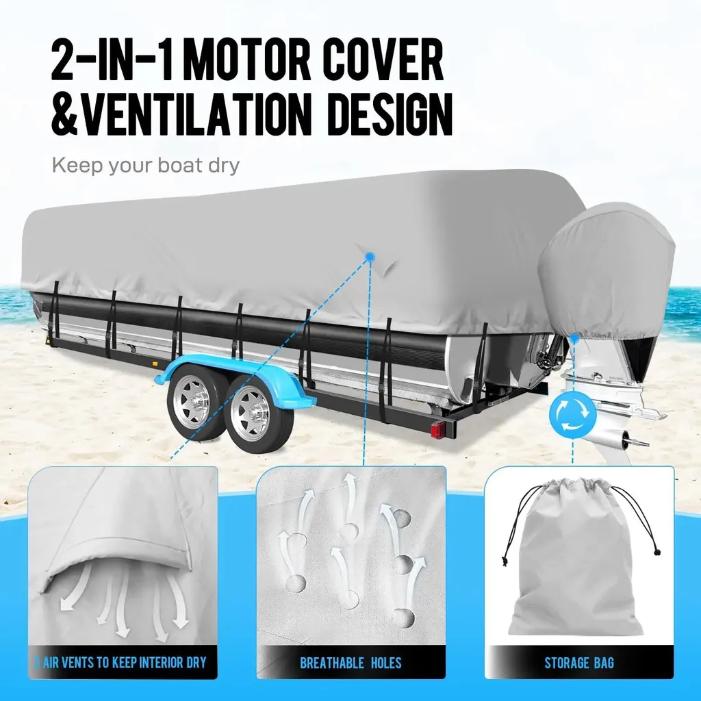 Bâche de transport pour bateau ponton 17-20 pieds adaptée aux remorques - 3