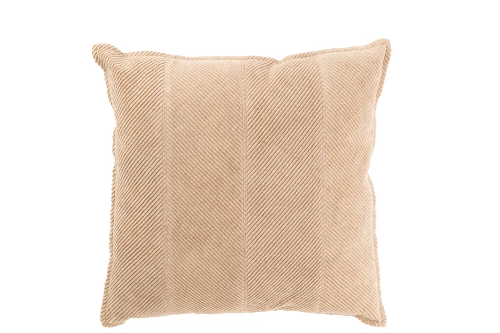 Coussin Carré Beige en Coton et Polyester - Rayures Modernes 45x45 cm