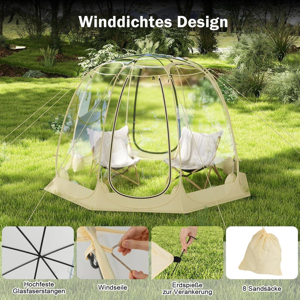 geodätische kuppel zelt Kuppel, Garten-Iglu mit transparenter PVC-Abdeckung, Outdoor-Blasenkuppel, für Gewächshaus, Camping, Party, Spielhaus, 3,6 m : The Great Wah Shootout SL200 Size:Grey-L (170 cm- 195 cm)