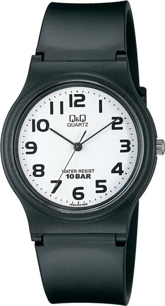 Montre-bracelet Q&Q VP46J005Y unisexe en résine noire précise et fiable