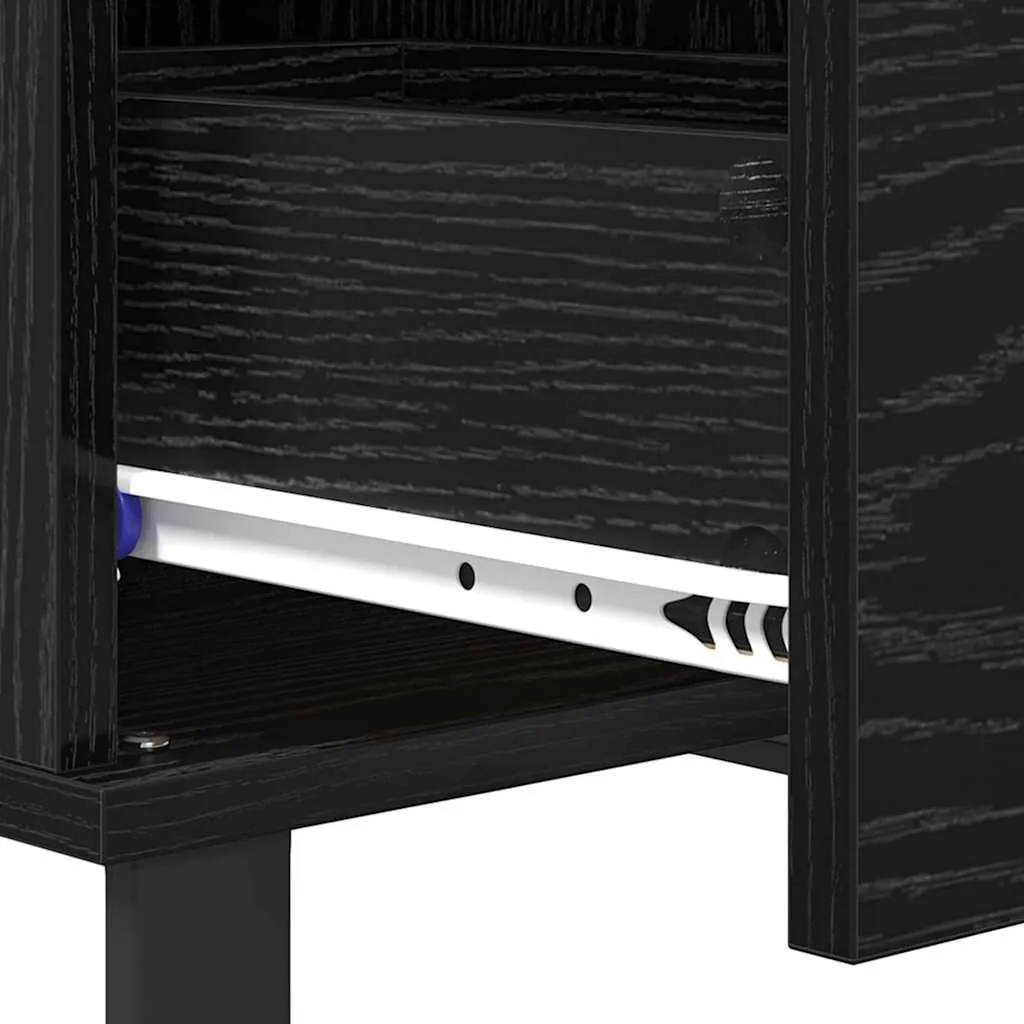 SYFAX™ Tavolino Quadrato con Cassetto Rovere Nero - Salvaspazio Moderno - 6