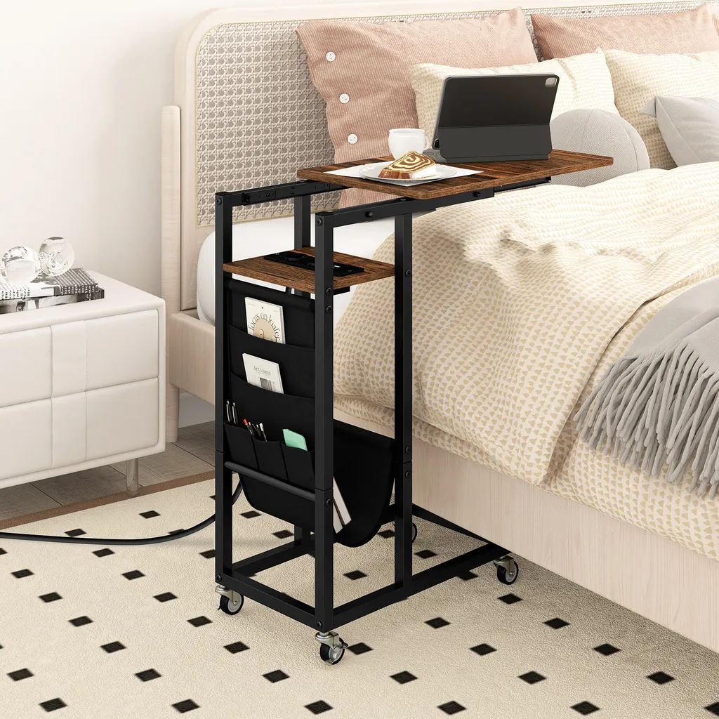 Table d'Appoint Mobile pour Ordinateur Portable avec Station de Charge - 3