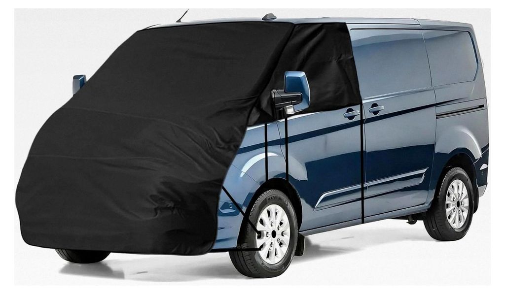 Frontscheibenabdeckung für Ford Transit Custom, Sonnenschutz mit vollständiger Abdeckung, 420D, Abdeckplane für Wohnwagen mit UV-Schutz (Schwarz)