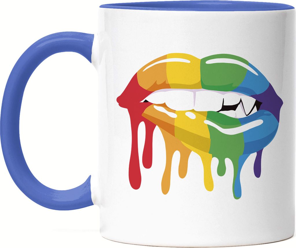Love in Colors Tasse Blau LGBT Pride Liebe Regenbogenflagge Lippe Stolz