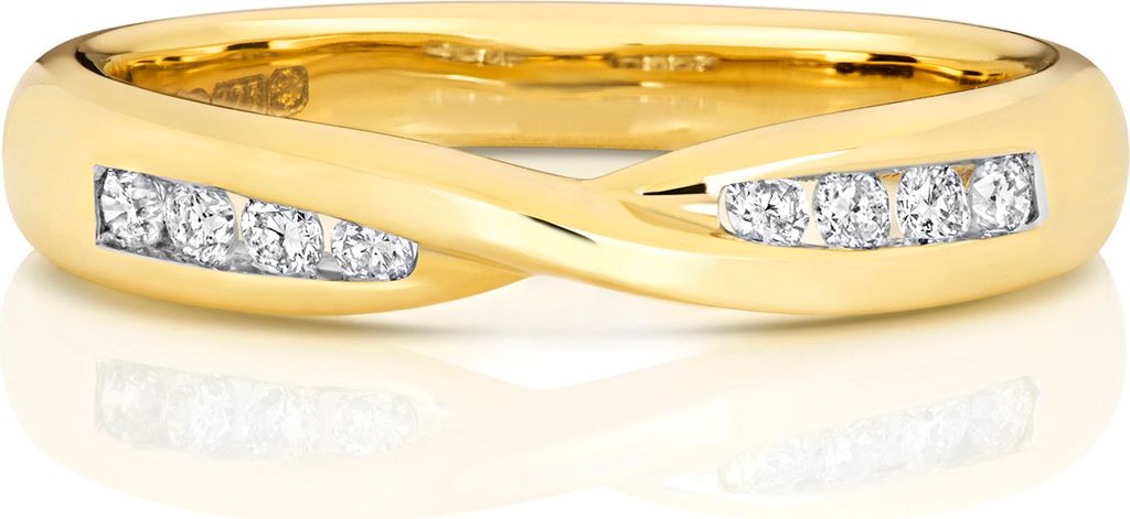 18 Karat (750) Gold 3,6mm Slight Court Form Diamant Trauring/Ehering/Hochzeitsring Brillant-Schliff 0.16 Karat G - SI1, 49 (15.6); TRS3684818KYRSJ