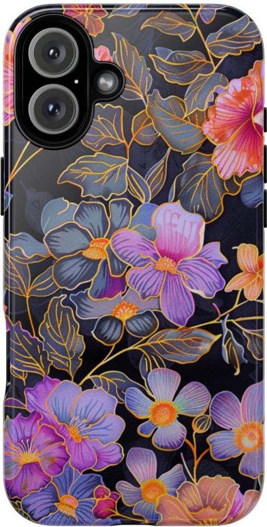 Glänzende Hülle mit farbenprächtigem Blumenmuster – Hülle Kompatibel mit iPhone 16 Plus