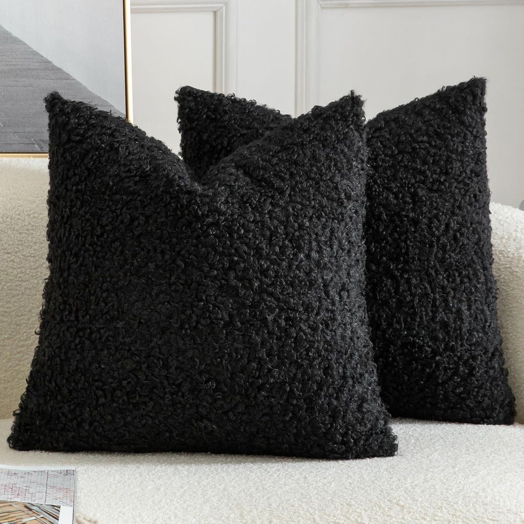 Set mit 2 Kissenbezügen aus Teddyfell-Imitat-Bouclé, Sofakissen, Dekokissenbezüge, dekorative Kissenbezüge für Schlaf- und Wohnzimmer, 45 x 45...