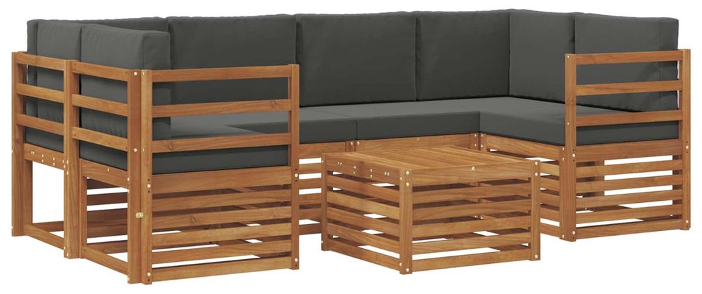 vidaXL Outdoor-Sofagarnitur mit Kissen 7 pcs Natur und Anthrazit