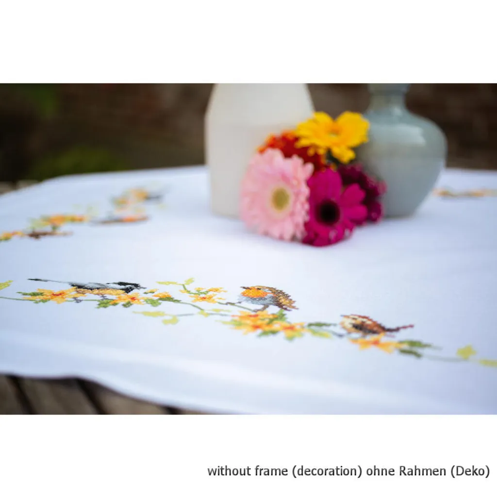 Vervaco Nappe à broder Oiseaux chanteurs - Kit complet avec dessin 80x80