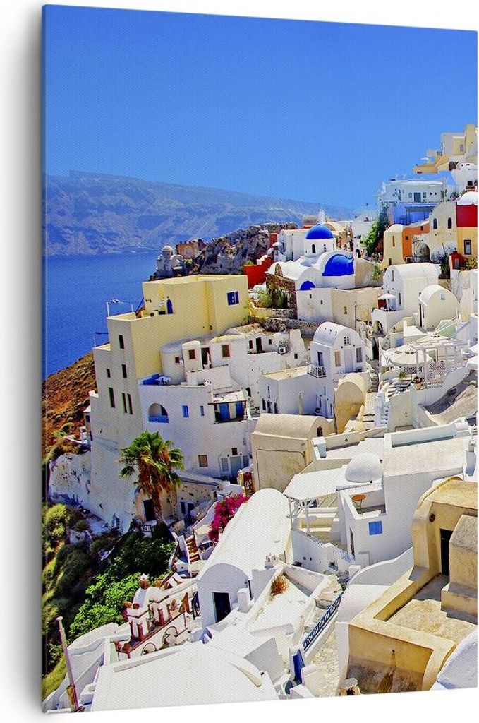 Bild auf Leinwand - Leinwandbild - Einteilig - Griechenland insel tourismus santorini - 70x100cm - Wand Bild - Wandbilder - Leinwanddruck - Wanddek...